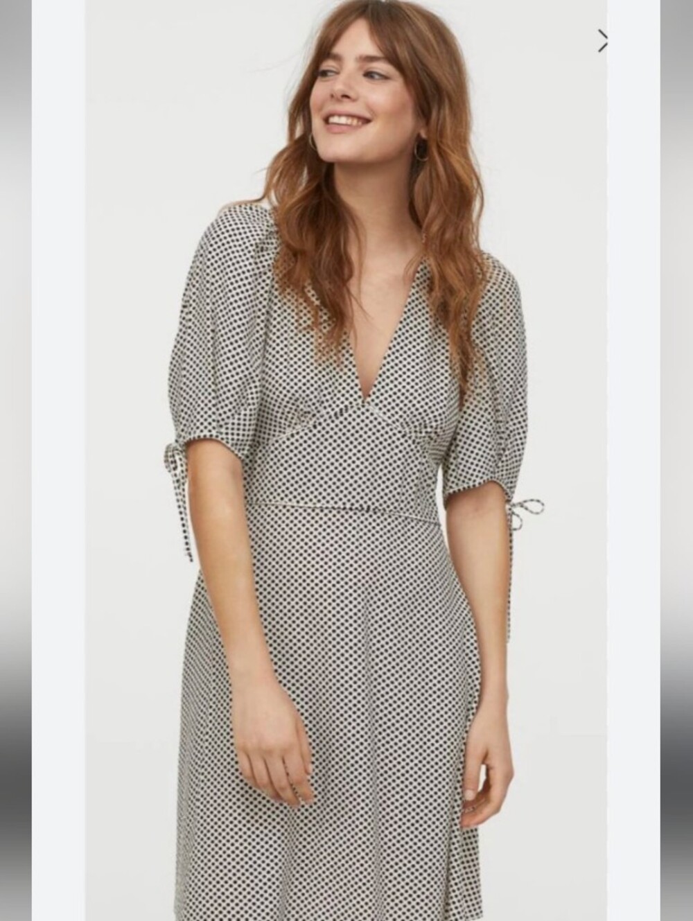 H&M Polka Dot Puff Ties Sleeves Cottagecore Mini Dress